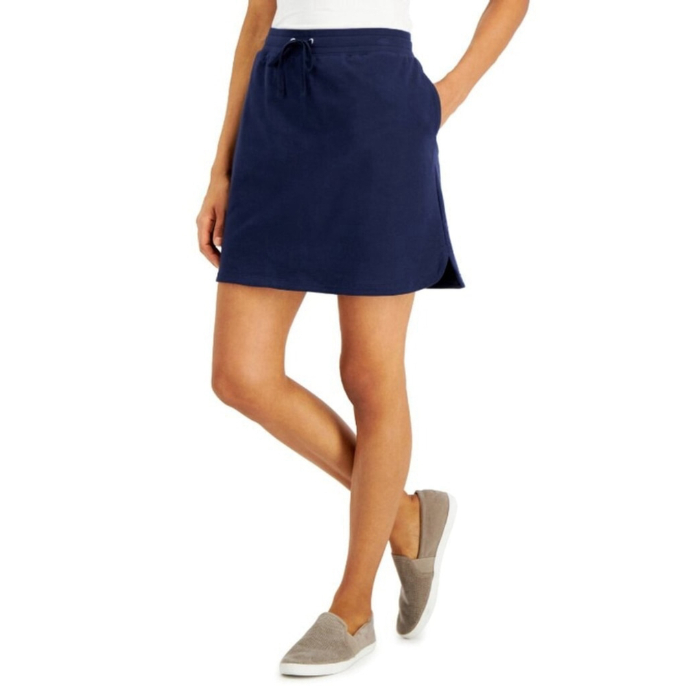 Karen Scott Women's Size XS Knit Navy Blue Draw-String Waist Skort NWT